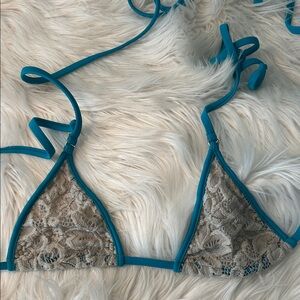 Microminimus Teal and Lace Bikini Top